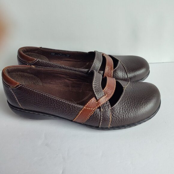 Ladies SZ 7M Clarks Brown Leather Bendables Flat - Picture 2 of 5